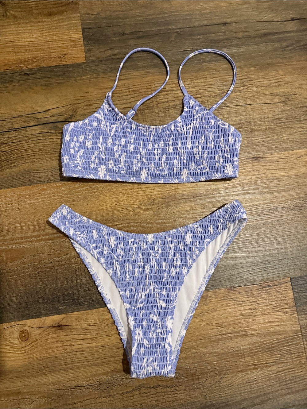 Light blue Smocked Bikini Set - Women Swim